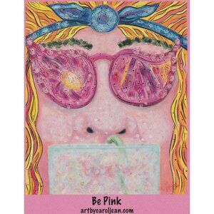 Be Pink Artistic Print Carol Jean Quirky Pop Art 4x5 Card Steamboat Springs Ski